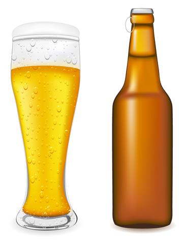 bier in glas en fles vectorillustratie vector