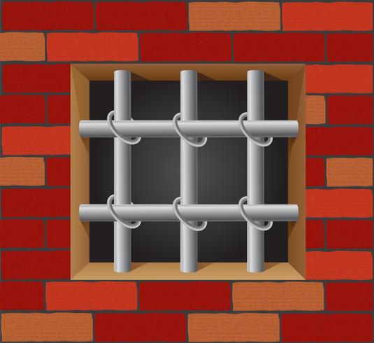 gevangenisstaven op bakstenen muurvector vector