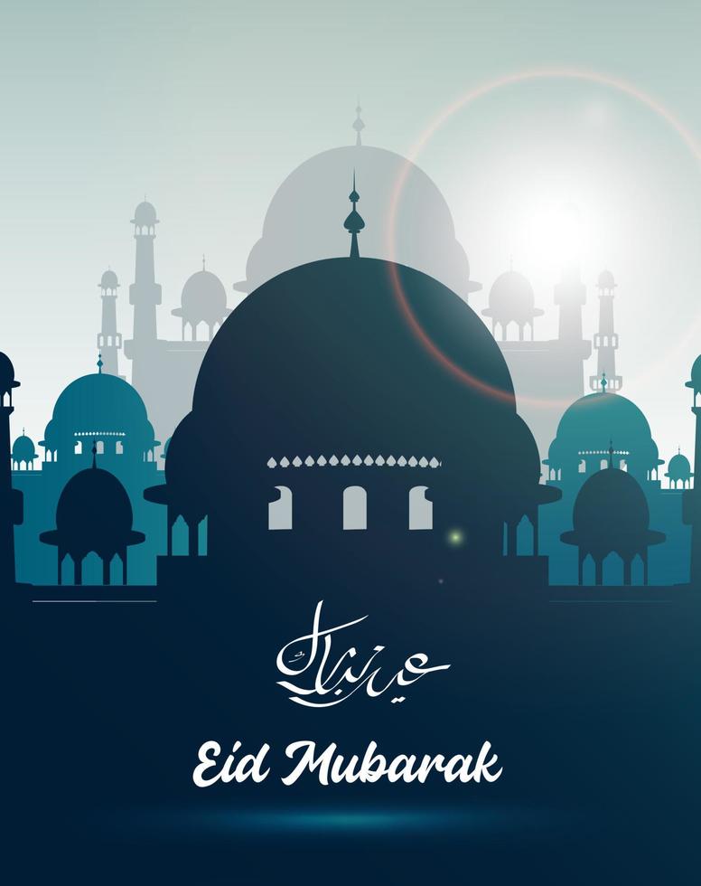 eid mubarak wenskaart met moskee vector