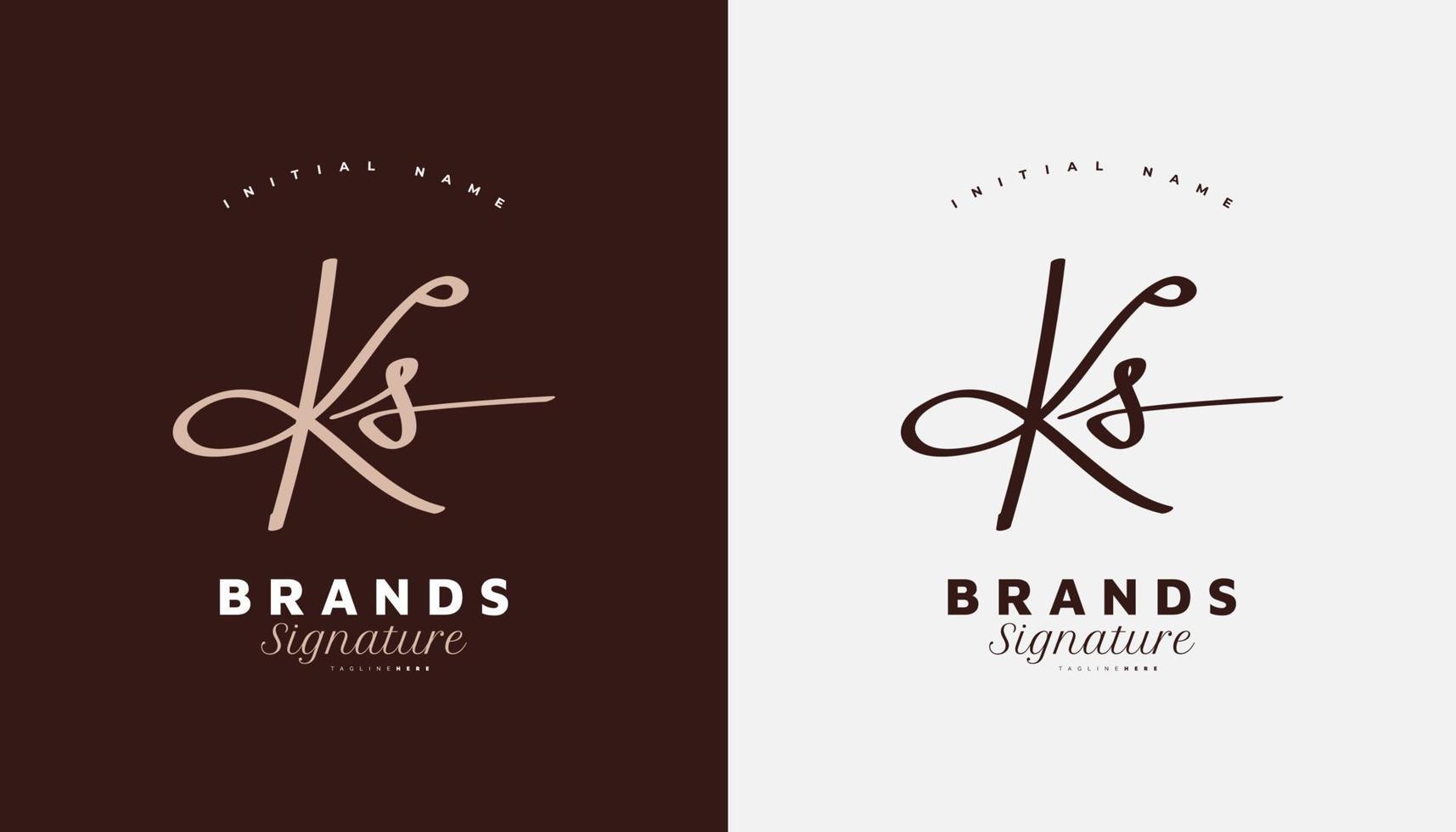 eerste k en s-logo-ontwerp met elegante handschriftstijl. ks handtekening logo of symbool voor zakelijke identiteit vector