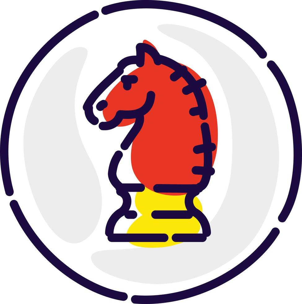 schaakpaard, exclusief logo, embleem. vector platte pictogram. afbeelding is geïsoleerd op een witte achtergrond. hoofd van een rood paard. bedrijfsidentiteit. icoon voor print en web. figuur.