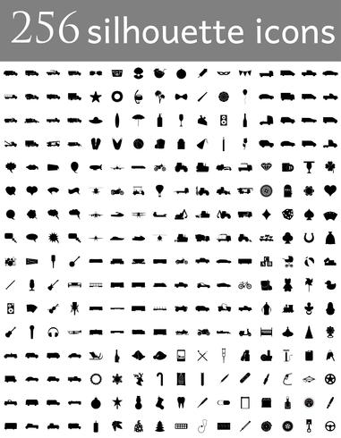 gevarieerd set silhouet van plat pictogrammen vector illustratie
