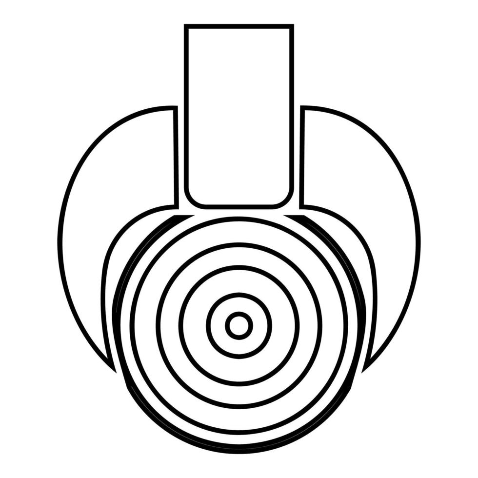 houtkap verhogen gesneden boomstam met grijper bosbouw industrie industriële kraan voor hout kofferbak hout productie pictogram overzicht zwarte kleur vector illustratie vlakke stijl afbeelding