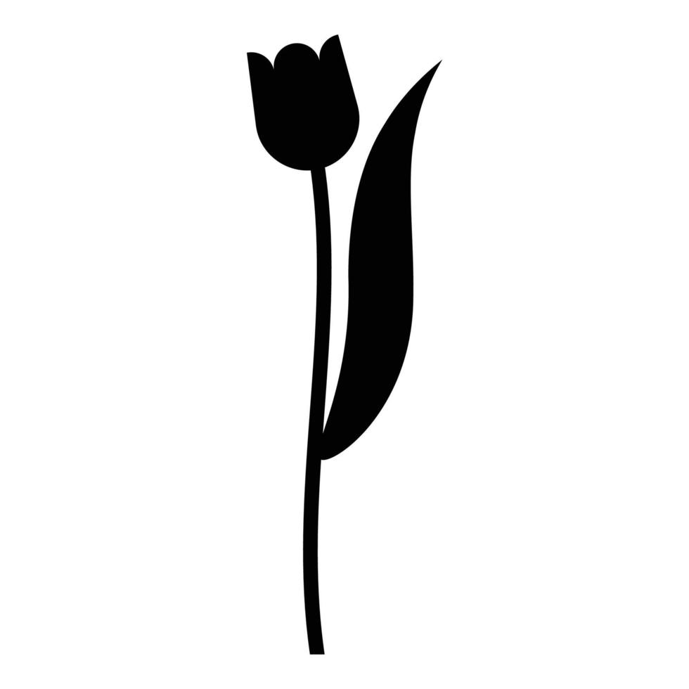 bloem tulp plant silhouet pictogram zwarte kleur vector illustratie vlakke stijl afbeelding