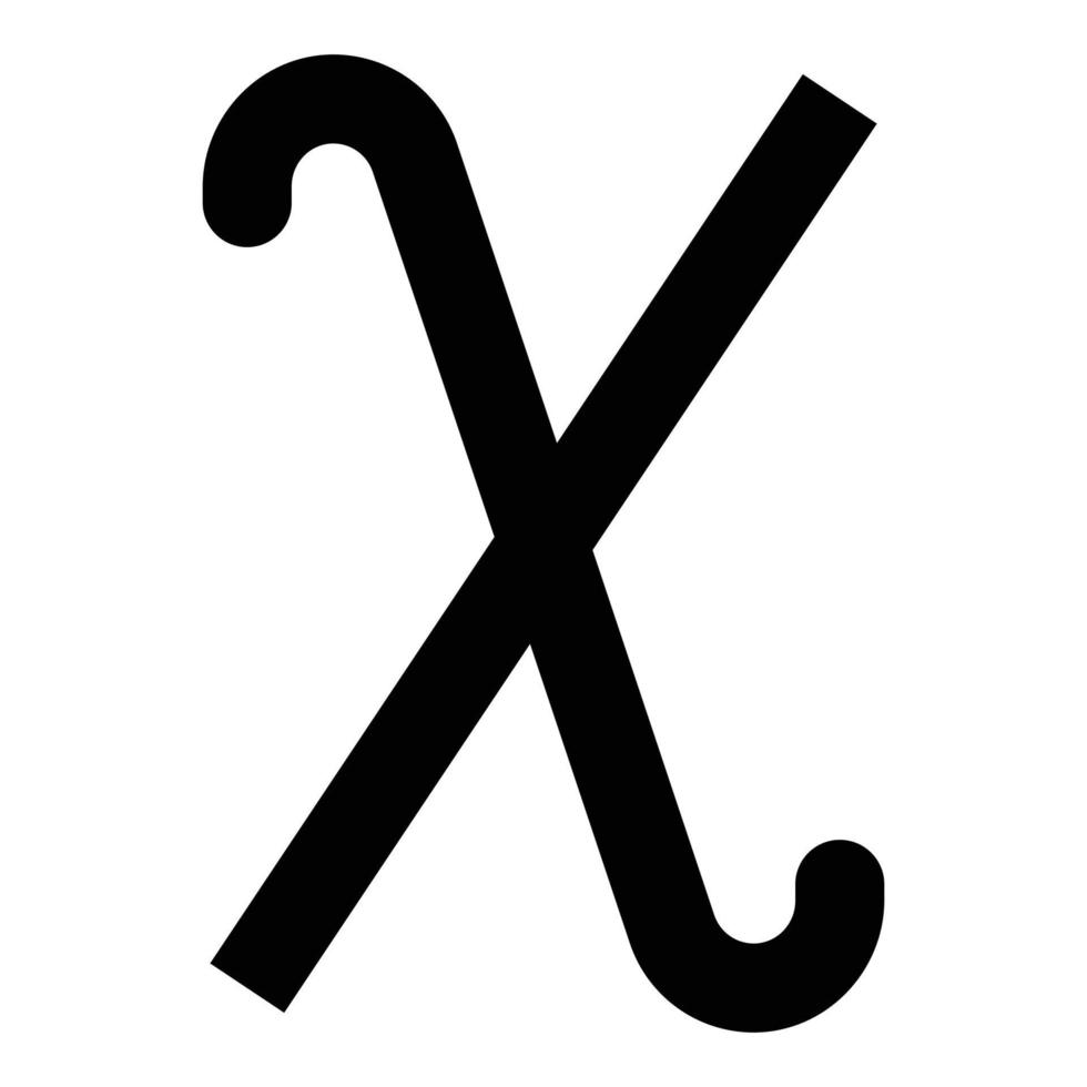 chi grieks symbool kleine letter kleine letter lettertype pictogram zwarte kleur vector illustratie vlakke stijl afbeelding