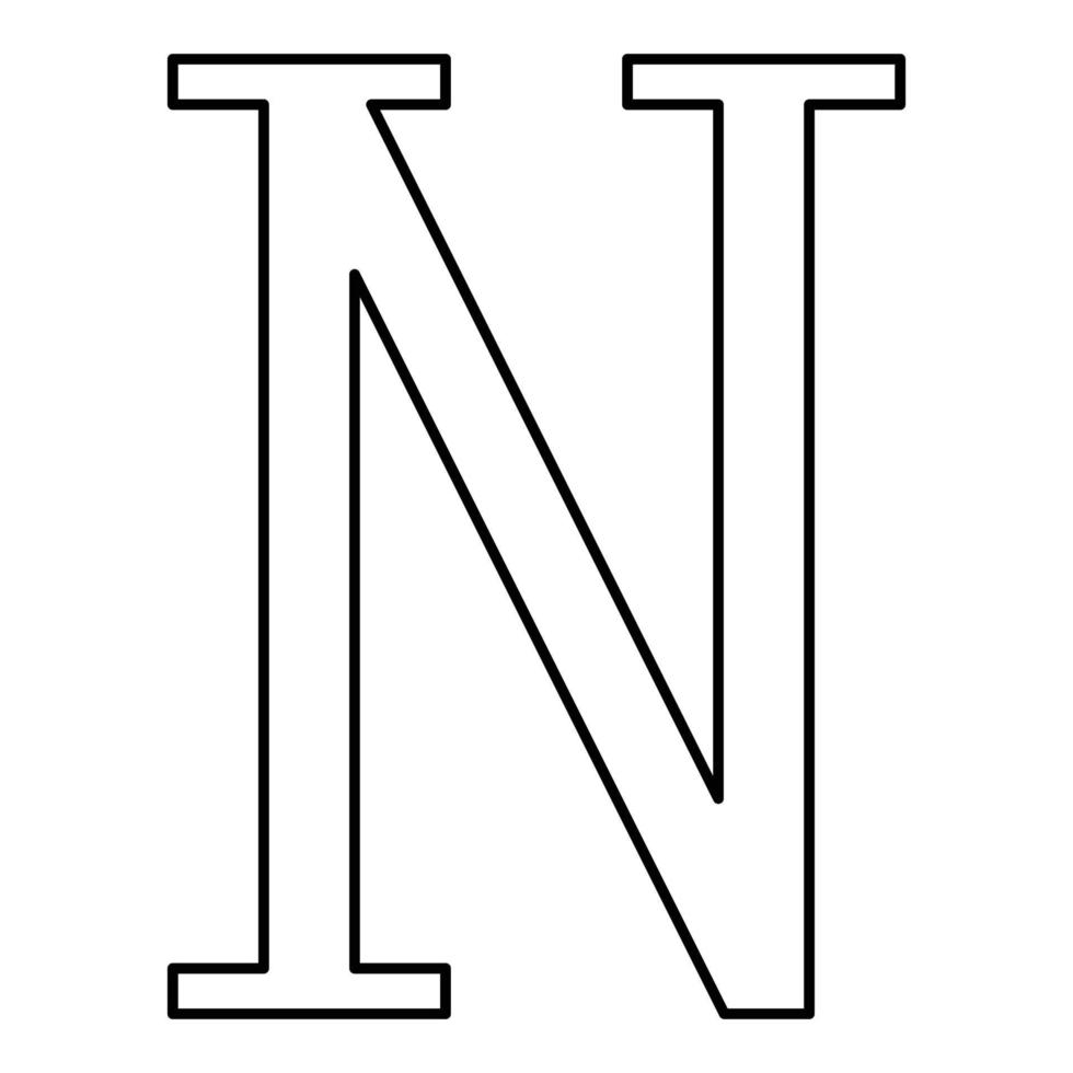 nu grieks symbool hoofdletter hoofdletter lettertype pictogram overzicht zwarte kleur vector illustratie vlakke stijl afbeelding