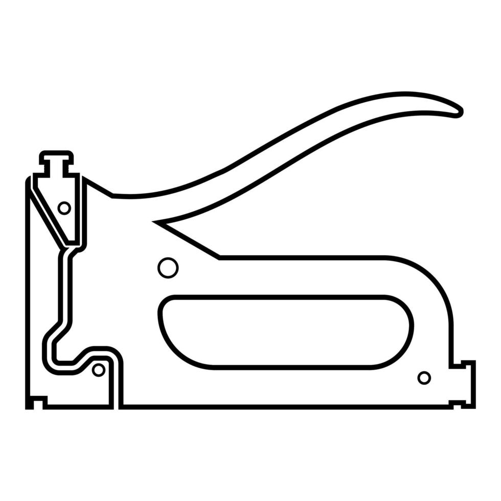 bouw nietmachine werkgereedschap pistool voor het bouwen van pictogram overzicht zwarte kleur vector illustratie vlakke stijl afbeelding