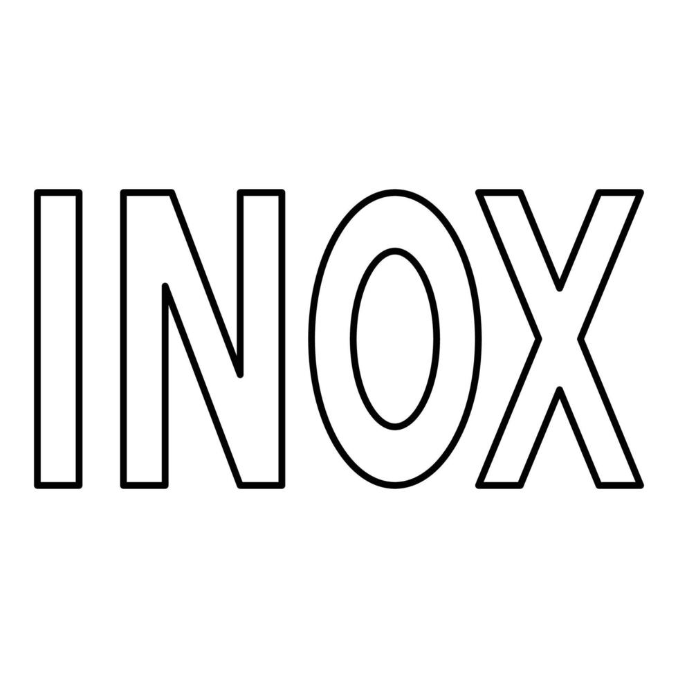 inox inscriptie symbool type kookoppervlakken teken gebruiksvoorwerp bestemming paneel pictogram overzicht zwarte kleur vector illustratie vlakke stijl afbeelding