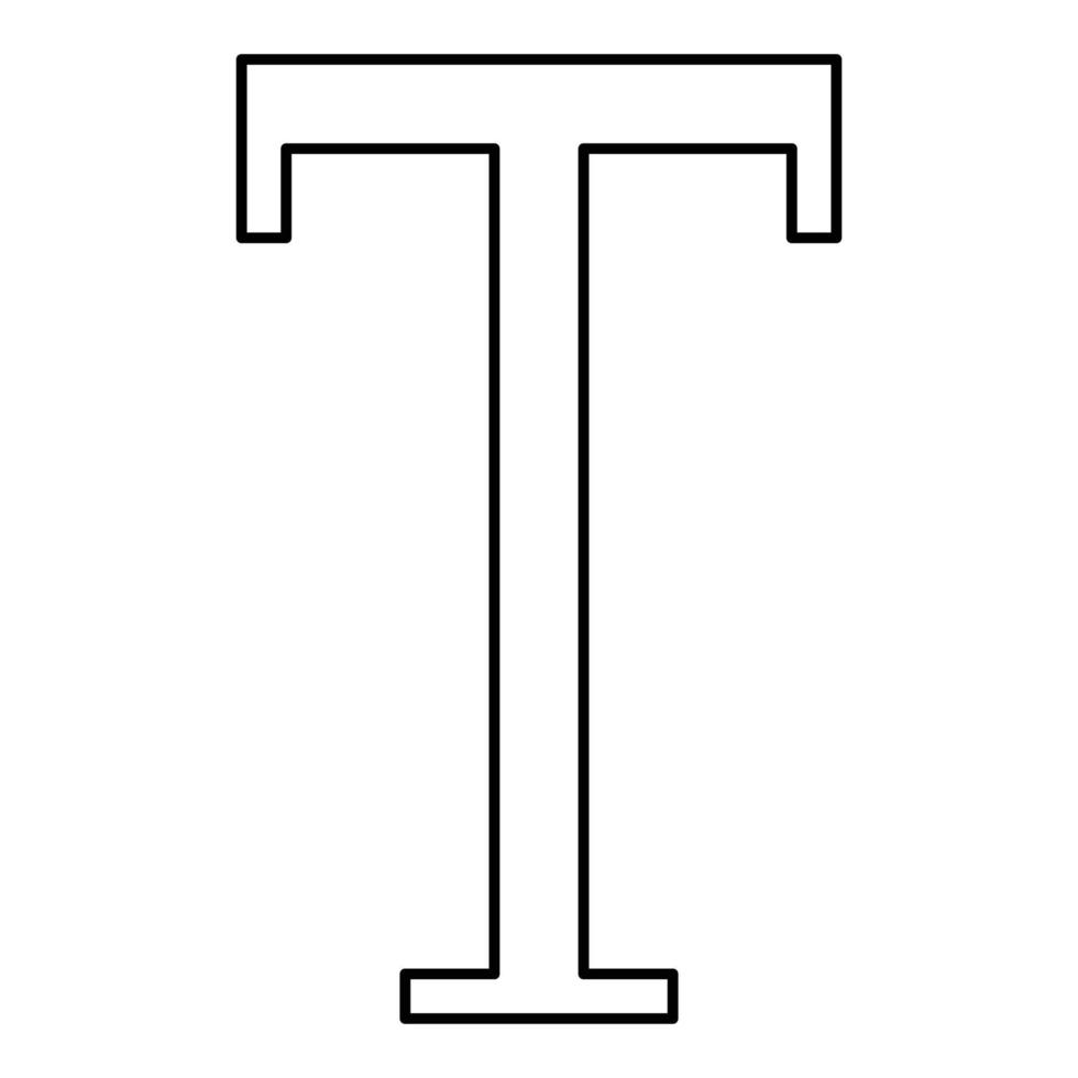 tau grieks symbool hoofdletter hoofdletter lettertype pictogram overzicht zwarte kleur vector illustratie vlakke stijl afbeelding