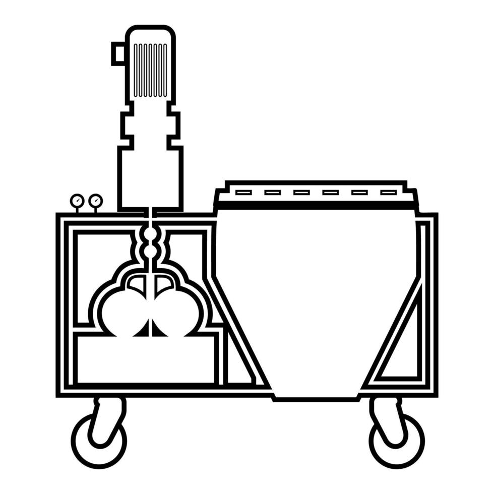 gips station muur decoratie machine oplossing mengen pictogram overzicht zwarte kleur vector illustratie vlakke stijl afbeelding