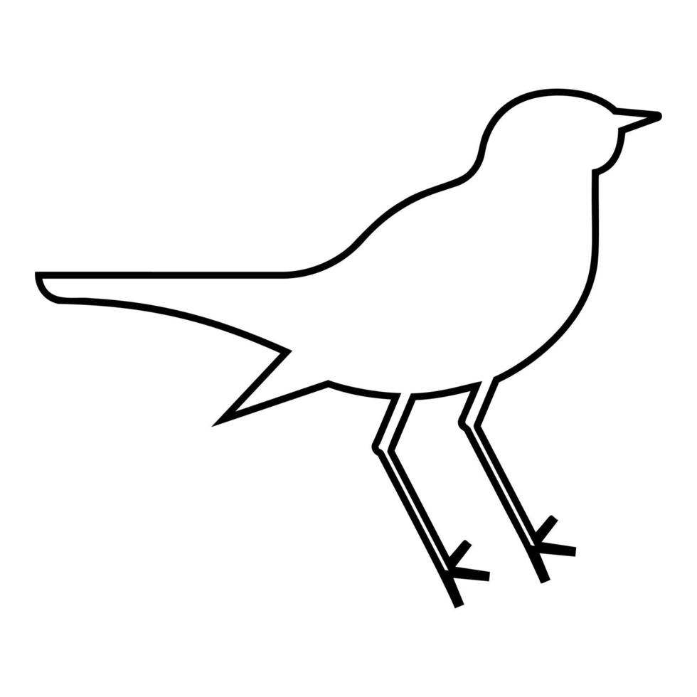 nachtegaal luscinia vogel silhouet pictogram overzicht zwarte kleur vector illustratie vlakke stijl afbeelding