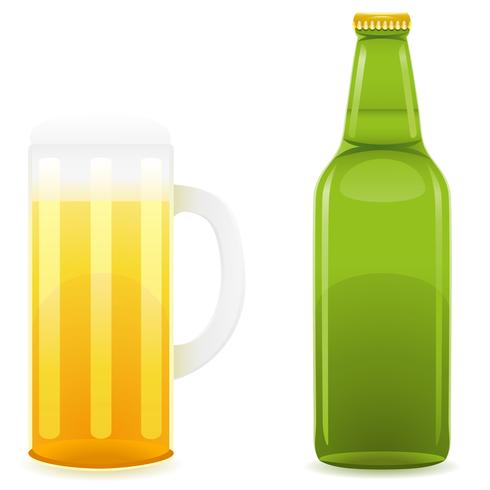 bierfles en glas vectorillustratie vector