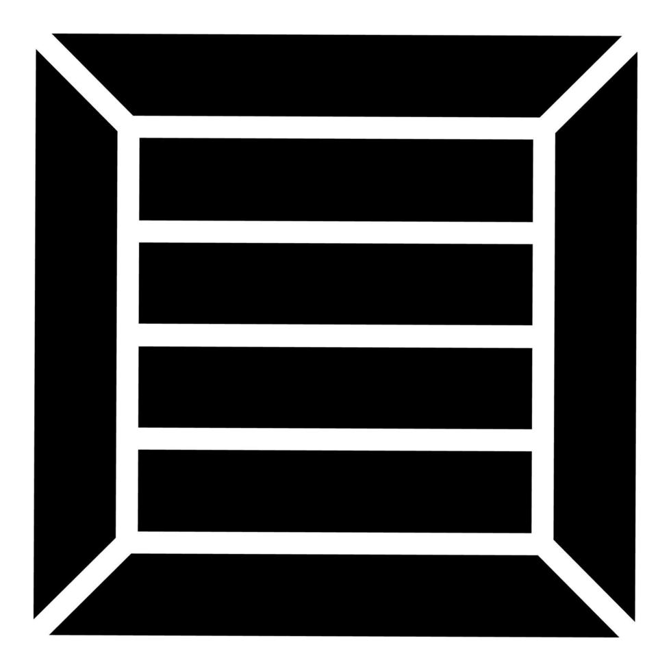 krat voor vrachtvervoer houten kist container pictogram overzicht zwarte kleur vector illustratie vlakke stijl afbeelding