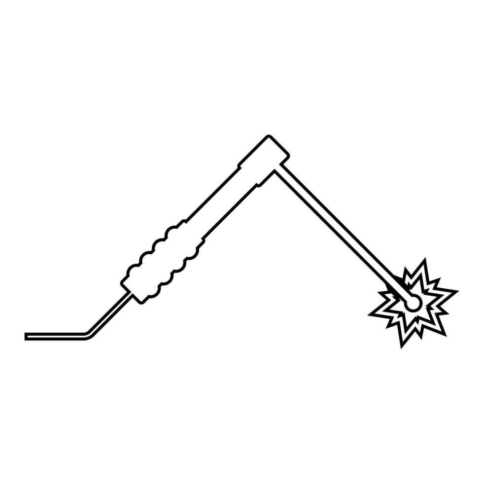 lasproces vonk van elektrode met toorts werk en gereedschap concept pictogram overzicht zwarte kleur vector illustratie vlakke stijl afbeelding