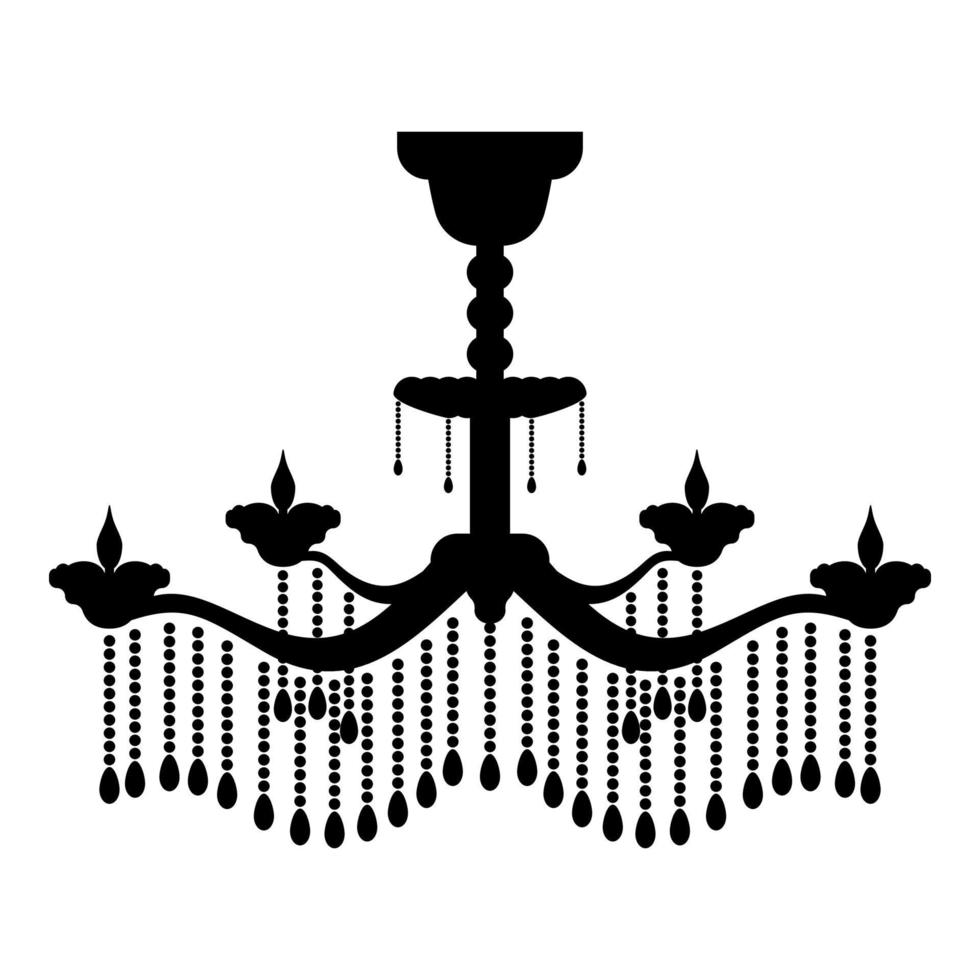 kroonluchter pictogram zwarte kleur vector illustratie vlakke stijl afbeelding
