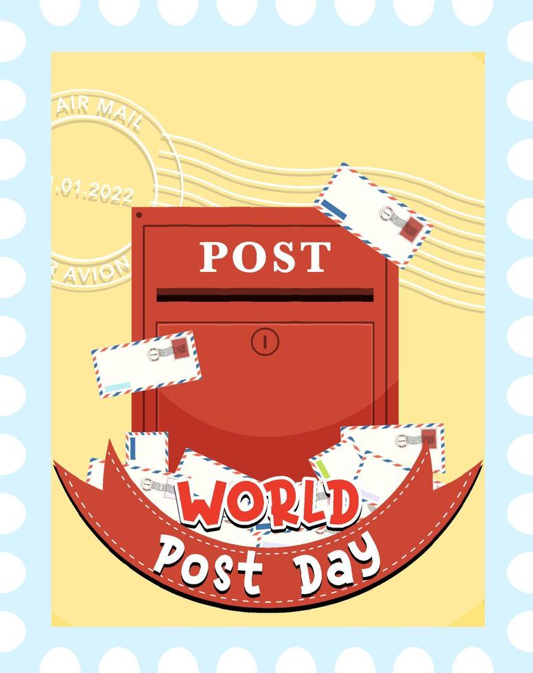 world post day logo met brievenbus en envelop vector