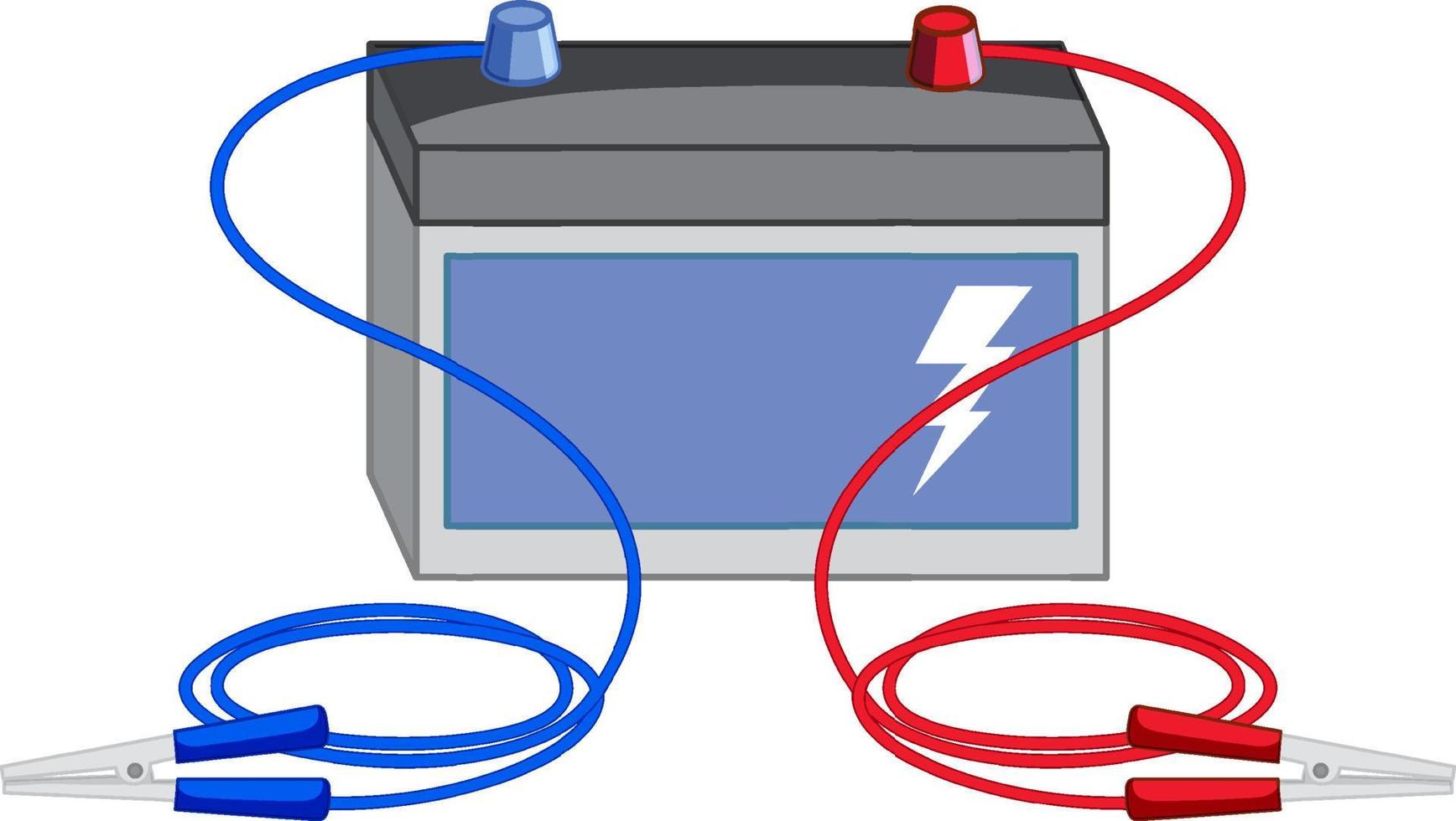 batterij met krokodillenklemmen op witte achtergrond vector