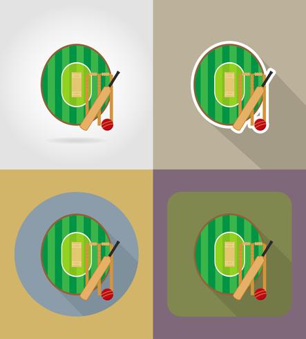 speeltuin voor cricket plat pictogrammen vector illustratie