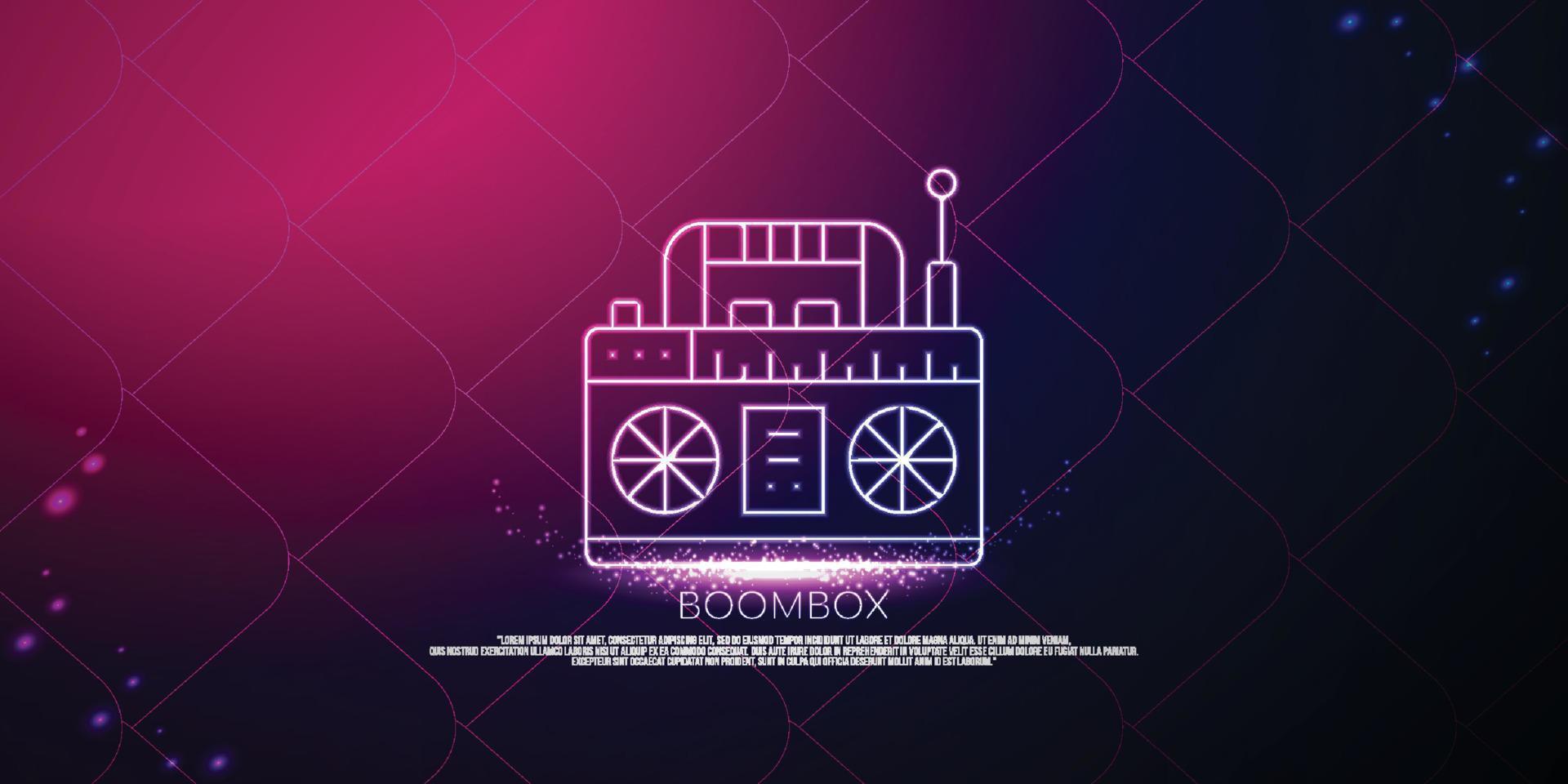 boombox digitaal concept, ontwerp in deeltjesstijl. wireframe lichtgewicht verbindingsstructuur, banner, logo, label en poster, vectorillustratie vector