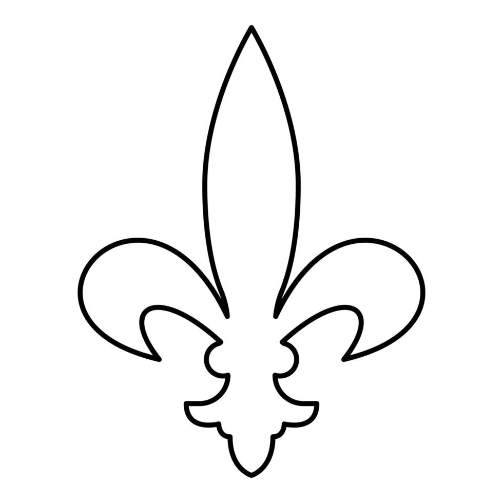 heraldisch symbool heraldiek liliya symbool fleur-de-lis koninklijk frans heraldiek stijl pictogram overzicht zwarte kleur vector illustratie vlakke stijl afbeelding