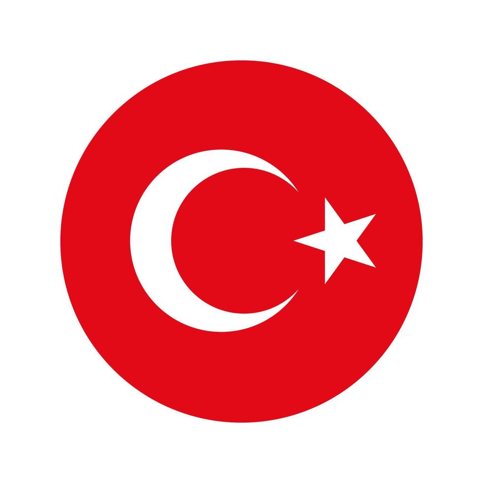 vlag van turkije, turkse witte halve maan en ster op een rode achtergrond, cirkel pictogram vectorillustratie vector