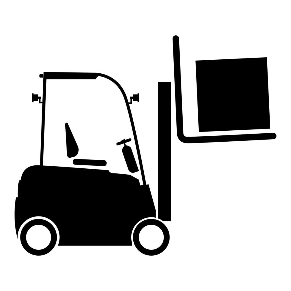 heftrucks vrachtwagen hefmachine vracht lift machine vracht vervoer concept pictogram zwarte kleur vector illustratie vlakke stijl afbeelding