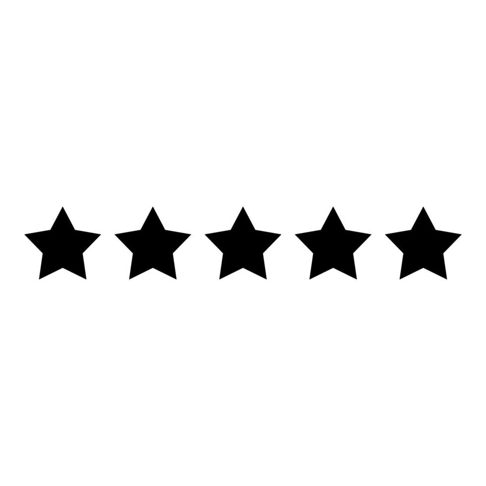 vijf sterren 5 sterren rating concept pictogram zwarte kleur vector illustratie vlakke stijl afbeelding
