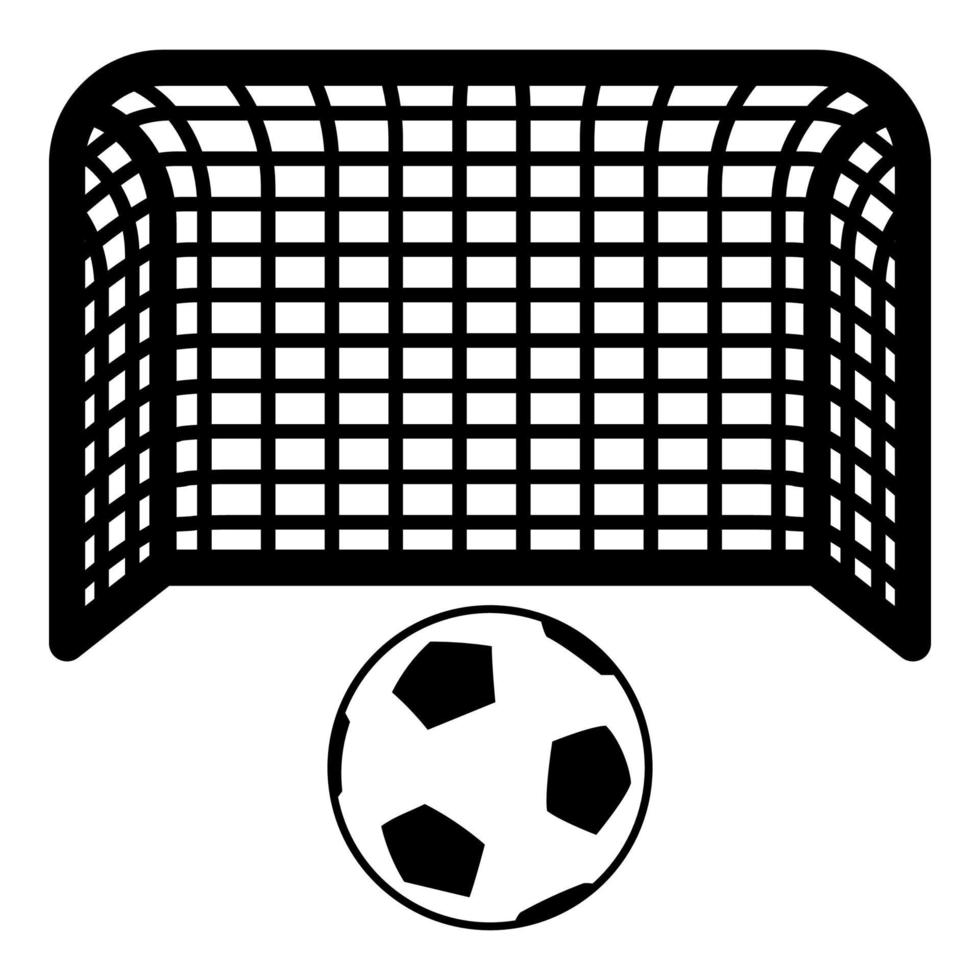 voetbal en poort penalty concept doel aspiratie grote voetbal doelpaal pictogram zwarte kleur vector illustratie vlakke stijl afbeelding