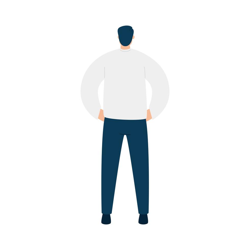 achteraanzicht van jonge man met casual kleding geïsoleerde icon vector