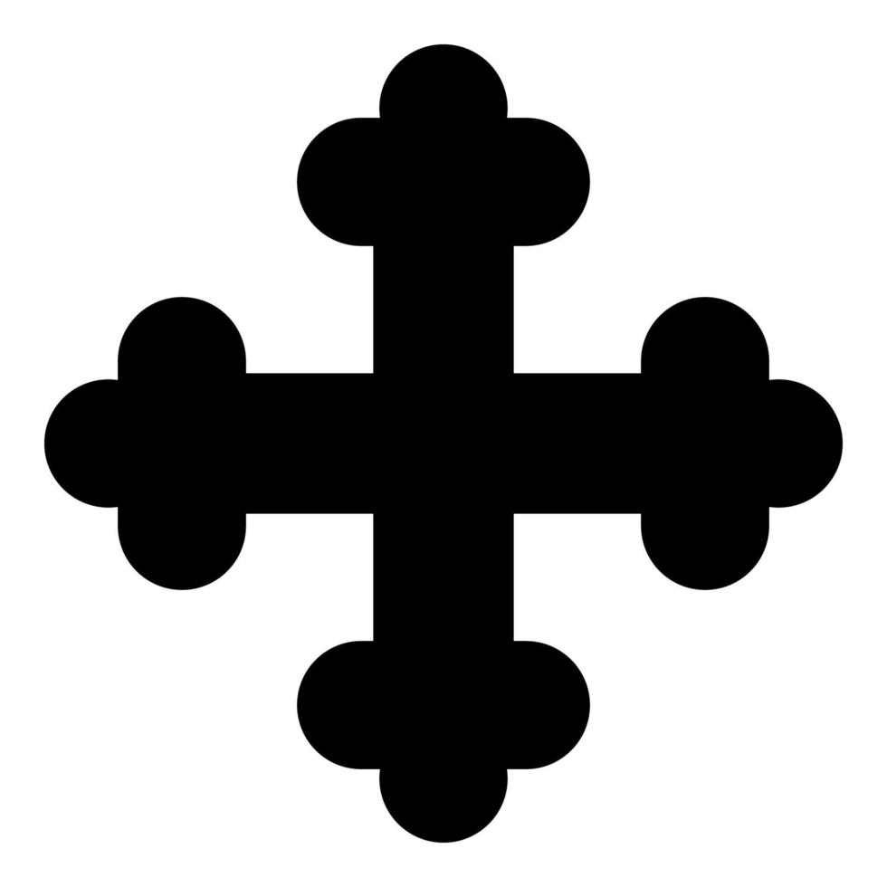 kruis klaverblad klaver kruis monogram religieuze kruis pictogram zwarte kleur vector illustratie vlakke stijl afbeelding