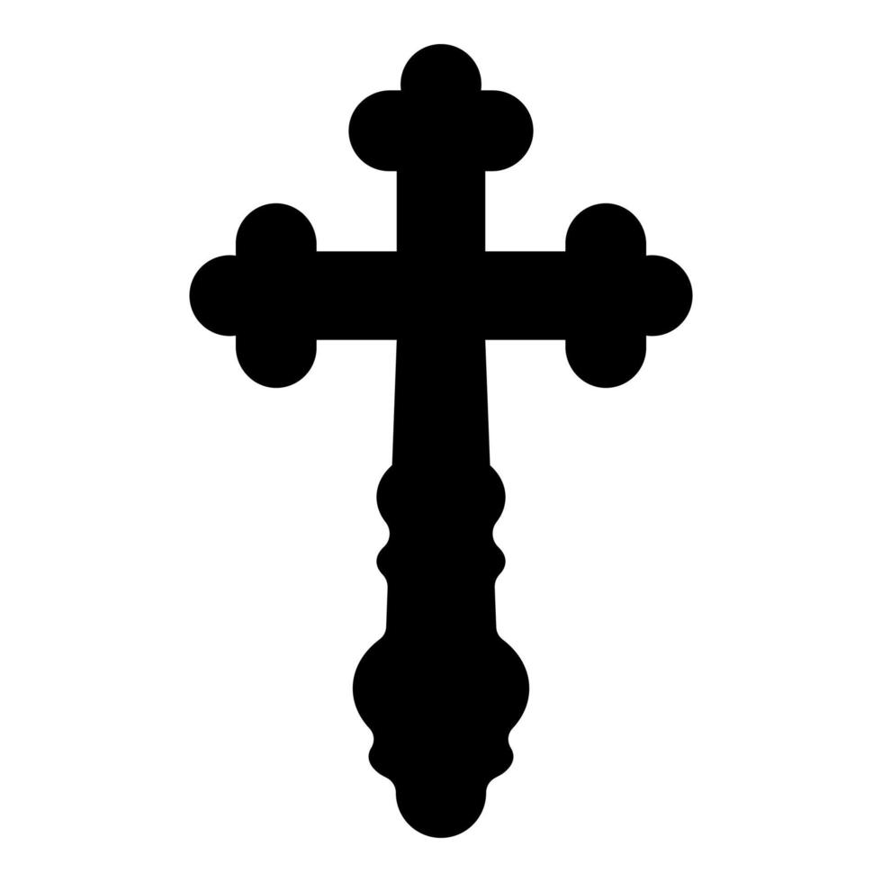 kruis klaverblad klaver kruis monogram religieuze kruis pictogram zwarte kleur vector illustratie vlakke stijl afbeelding