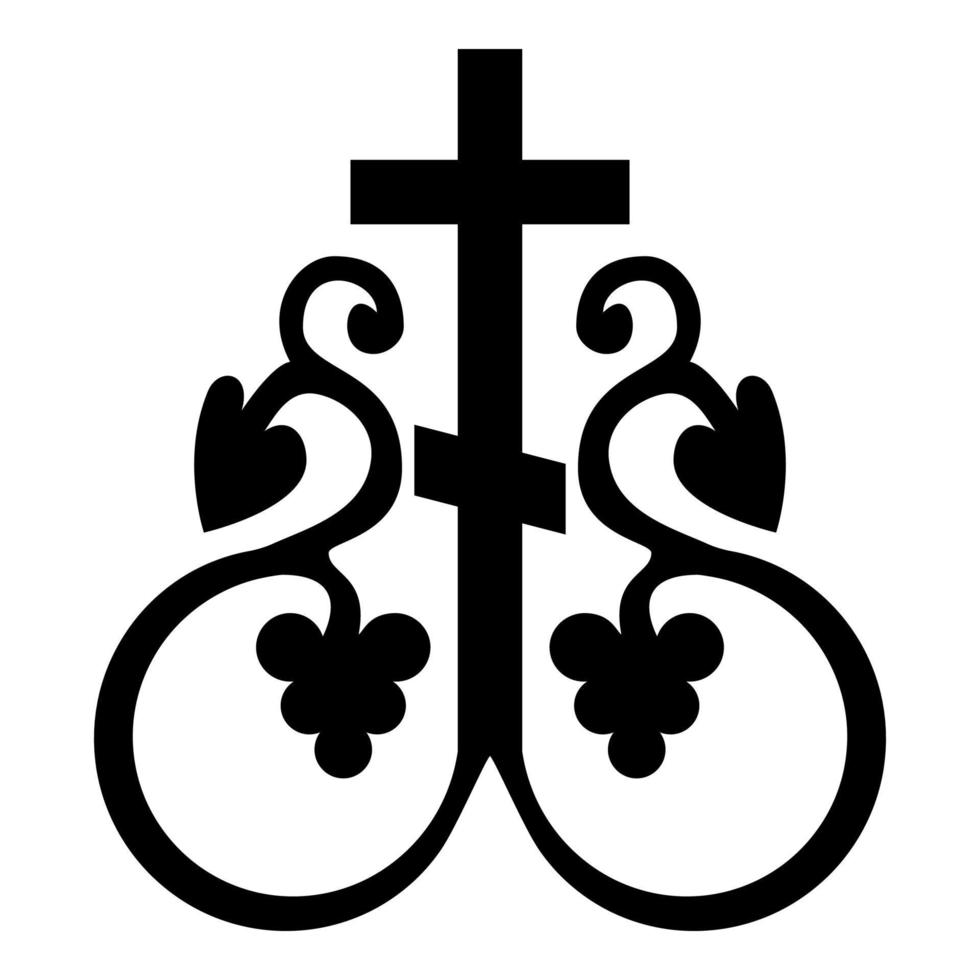 kruis wijnstok kruis monogram symbool geheim communie teken religieus kruis ankers pictogram zwarte kleur vector illustratie vlakke stijl afbeelding