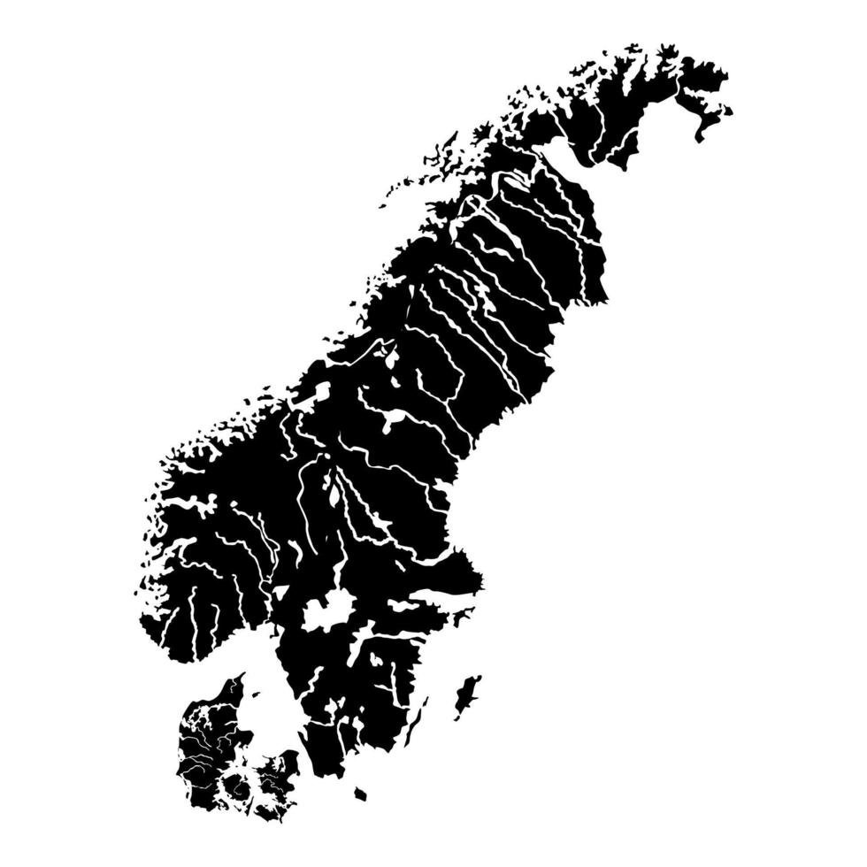 kaart van scandinavië pictogram zwarte kleur vector illustratie vlakke stijl afbeelding
