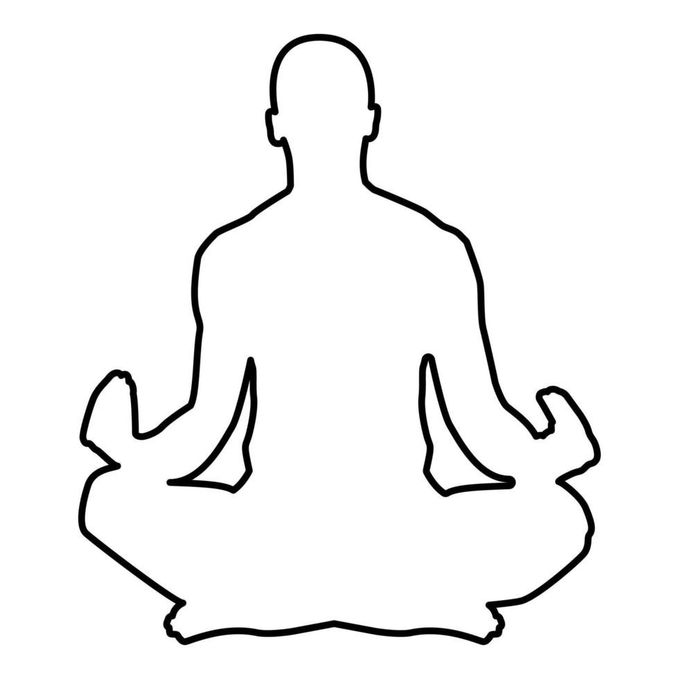 mediterende man die yoga beoefent symboolpictogram zwart vector