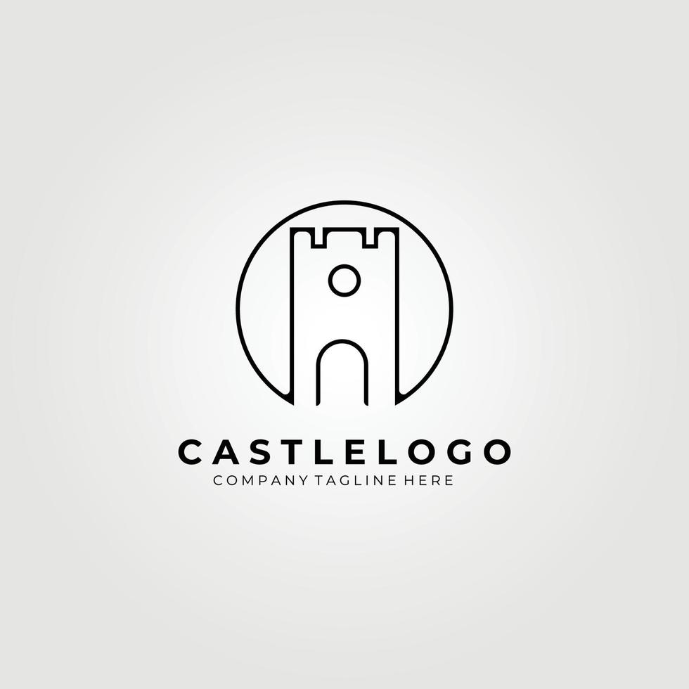 eenvoudig monoline kasteel logo vector illustratie ontwerp