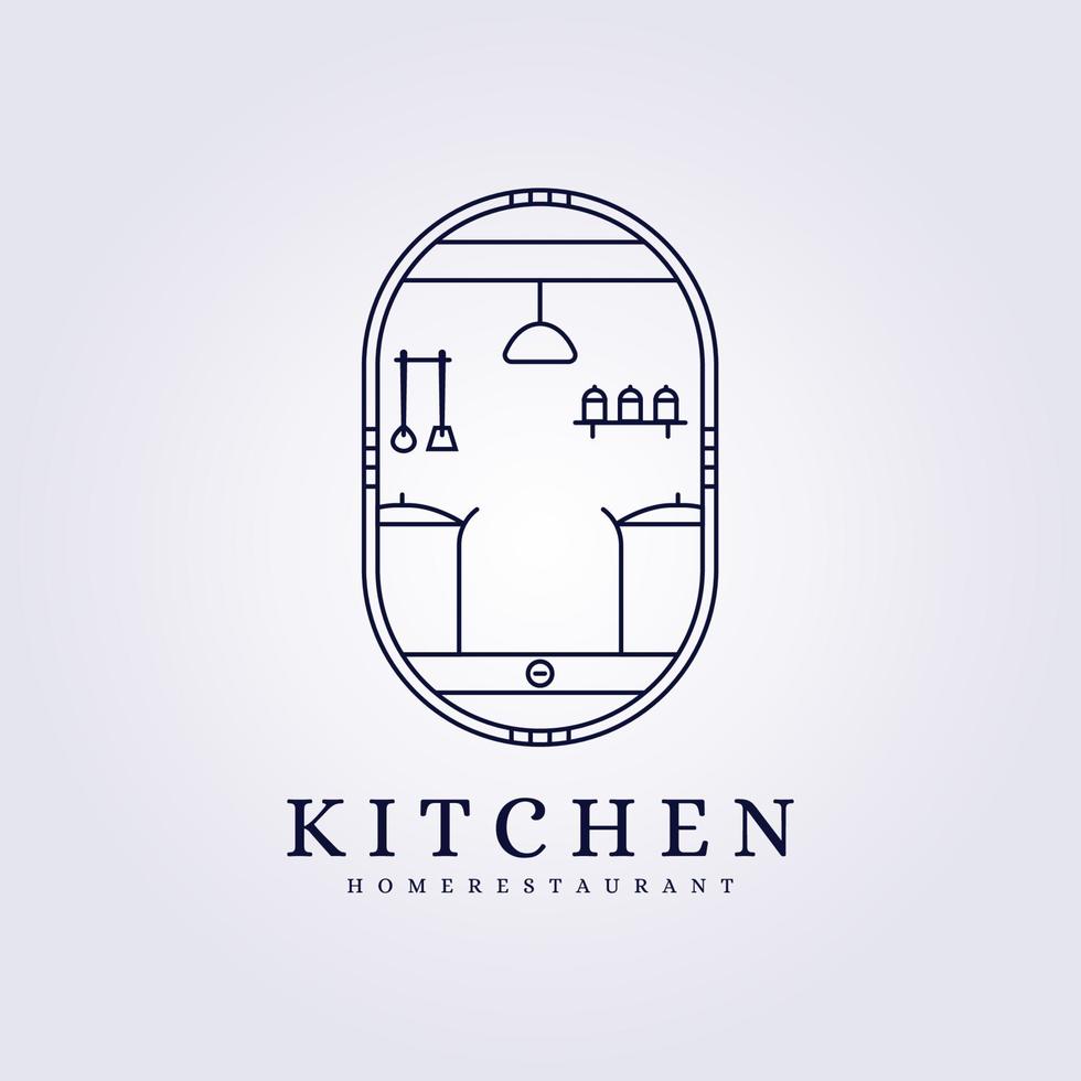 huis keuken interieur modern logo vector illustratie ontwerp lijntekeningen badge