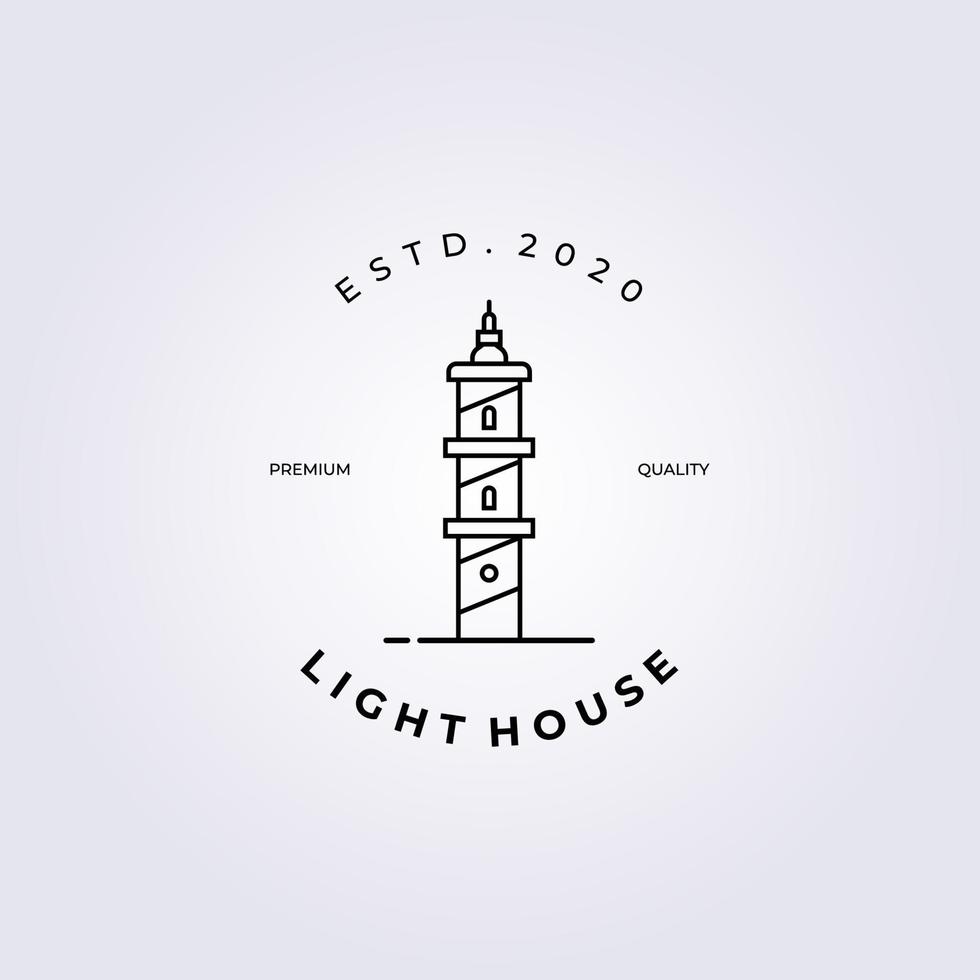 vuurtoren toren logo vector illustratie ontwerp, zeer fijne tekeningen