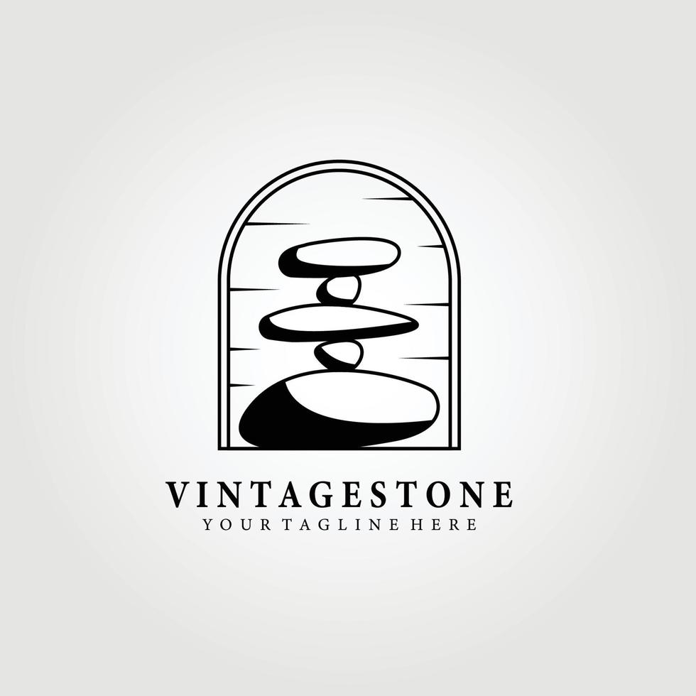 vintage evenwicht steen wellness logo vector illustratie ontwerp afbeelding