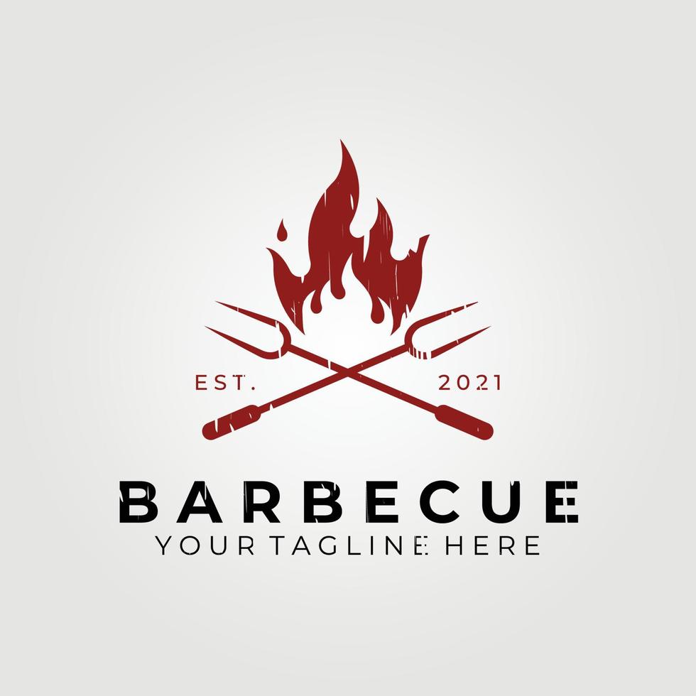 barbecue rook grill logo vector illustratie ontwerp