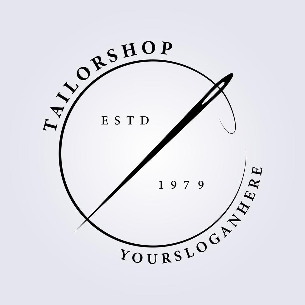 eenvoudig embleem van de kleermakerswinkel, professioneel naaisterembleem, ontwerp van de naald vectorillustratie vector