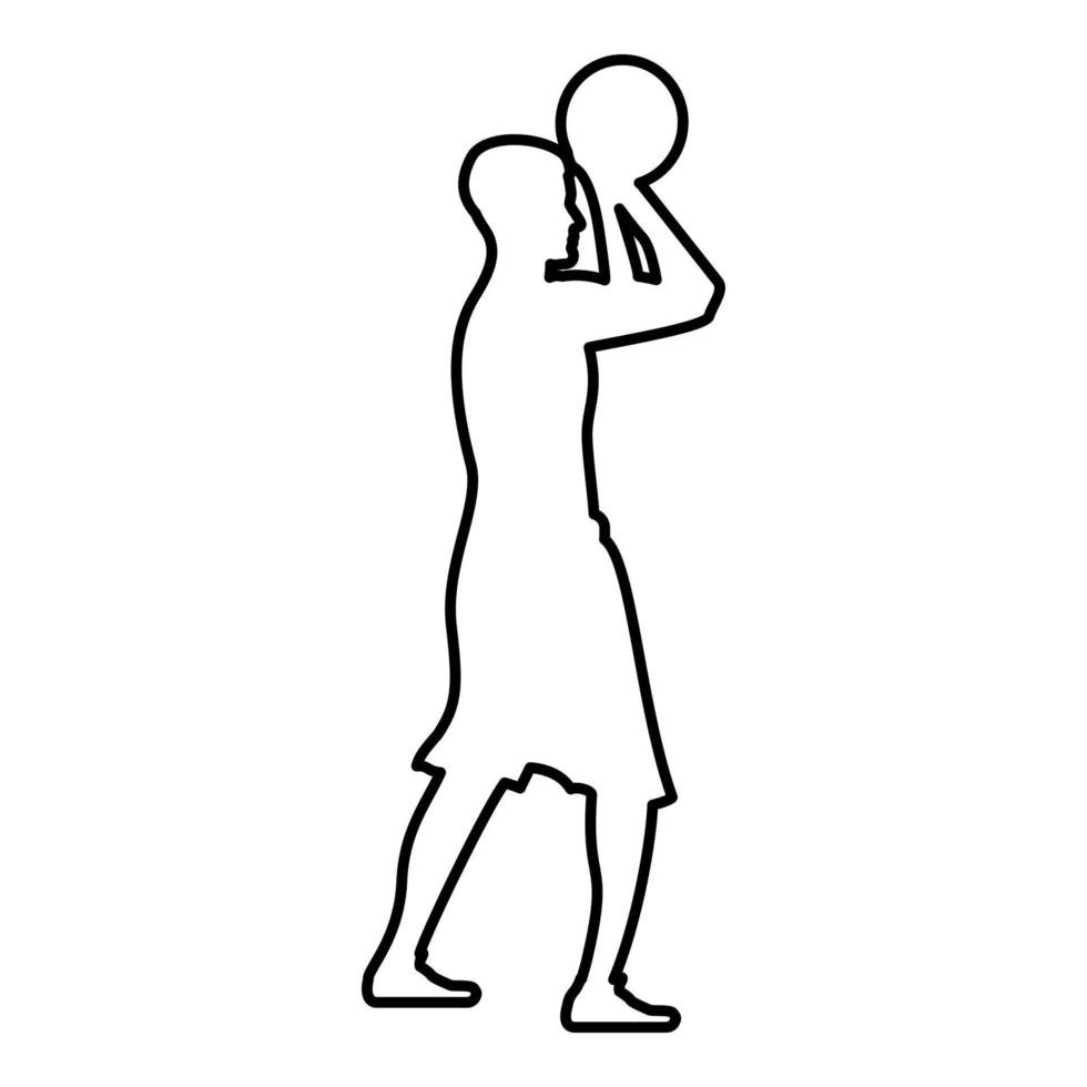 basketbalspeler gooit een basketbalman vector