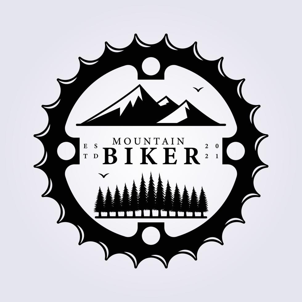 mountainbike groep sport levensstijl logo pictogram symbool teken vintage vector illustratie ontwerp sticker print screen