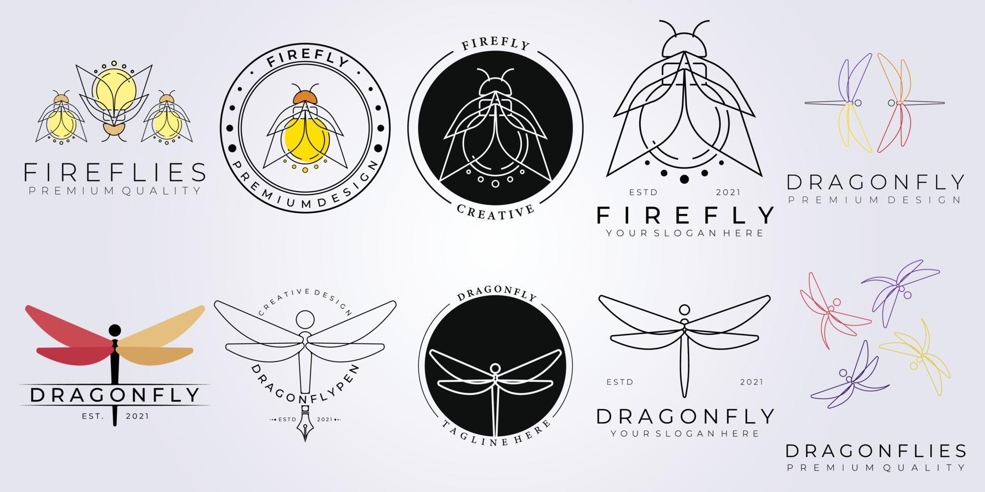 insect groep set bundel collectie logo vector lijn kunst illustratie ontwerp label teken symbool icon