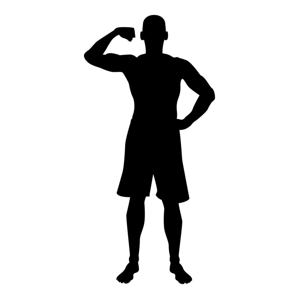 bodybuilder die bicepsspieren toont bodybuilding vector