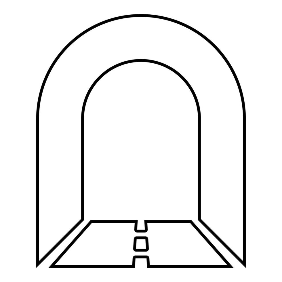 metrotunnel met weg voor autopictogram zwarte kleur vector