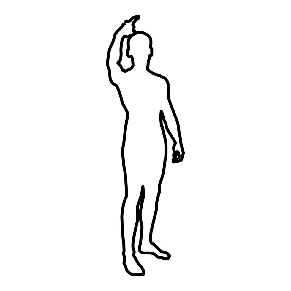 man toont zijn vinger omhoog concept silhouet icoon vector