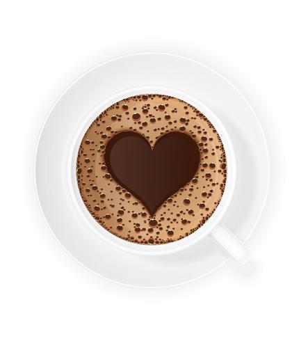 kopje koffie crema en symbool hart vectorillustratie vector