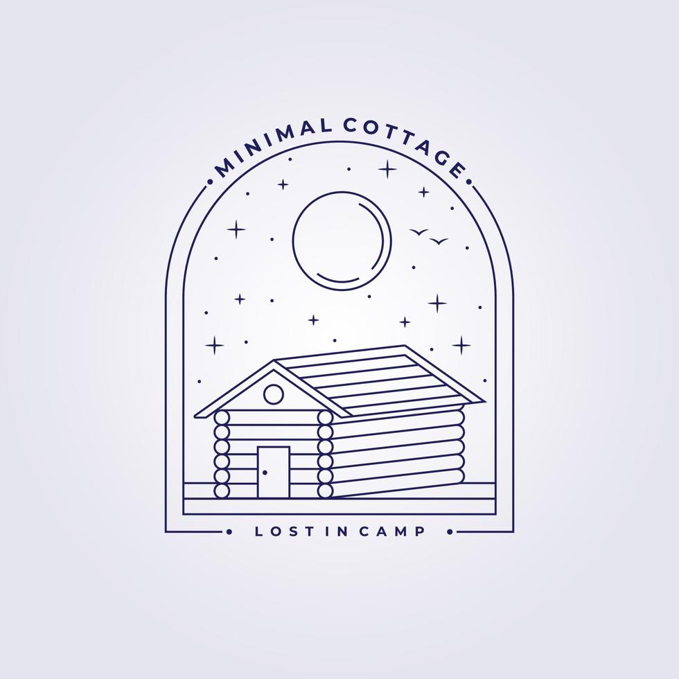 lijn huisje hut lodge logo kunst vector illustratie ontwerp eenvoudig hoeve familiekamp