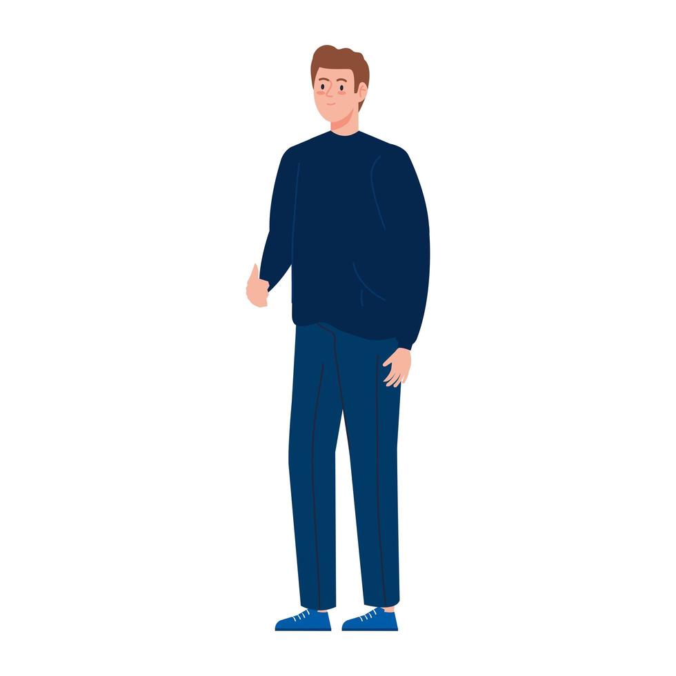 jonge man knap met casual kleding geïsoleerde icon vector