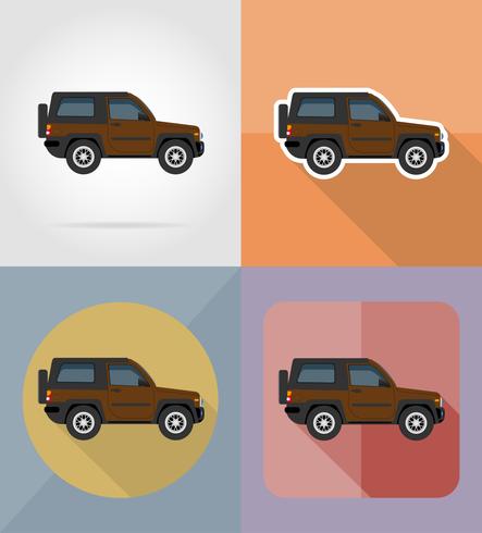 suv transport plat pictogrammen vector illustratie